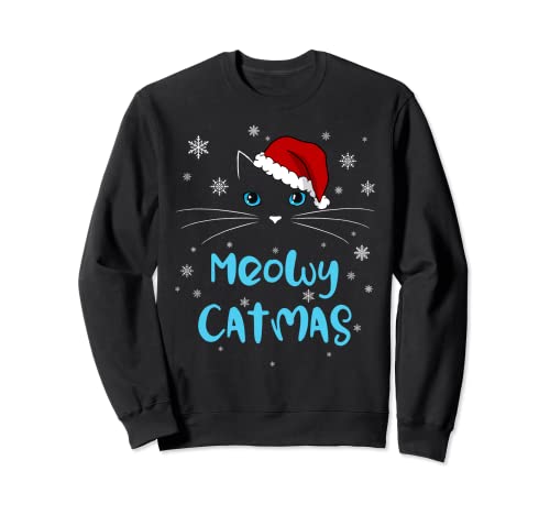 Navidad Meowy Catmas Santa Gato Amante Felino Navidad Kitty Sudadera