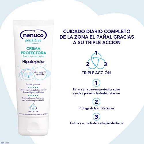 Nenuco Sensitive Pack Crema Pañal Protectora, Hipoalergenica y Sin Perfumes Añadidos - 6x100ml