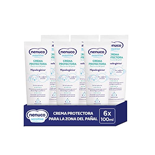 Nenuco Sensitive Pack Crema Pañal Protectora, Hipoalergenica y Sin Perfumes Añadidos - 6x100ml