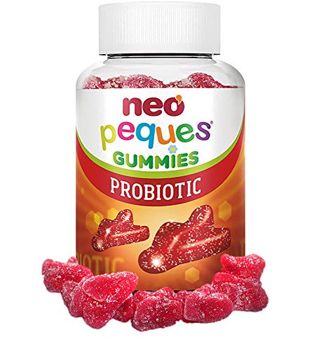 NEO PEQUES | Gummies Probiotic | 30 Gominolas | Beneficiosas para el Sistema Digestivo y las Defensas | Con Probióticos y Vitaminas del Grupo B | Caramelos Masticables para Niños | Sabor Fresa
