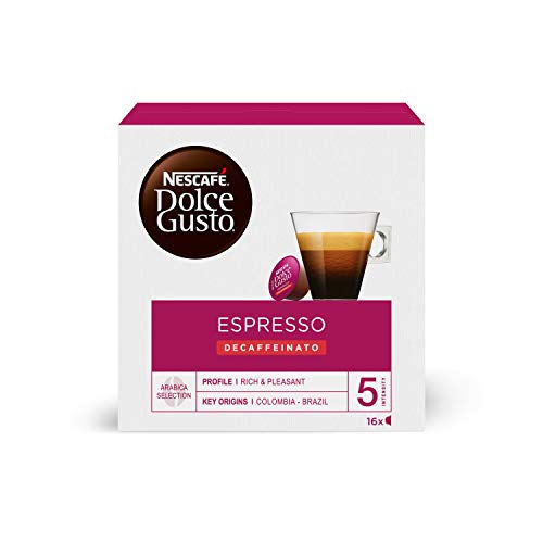 Nescafé DOLCE GUSTO Café ESPRESSO DESCAFEINADO, Pack de 3 x 16 Cápsulas - Total: 48 Cápsulas