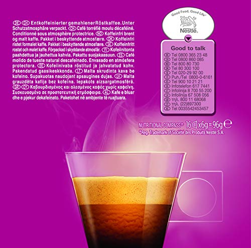 Nescafé DOLCE GUSTO Café ESPRESSO DESCAFEINADO, Pack de 3 x 16 Cápsulas - Total: 48 Cápsulas