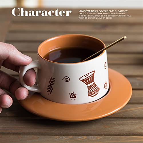 NIBEIWEISHOP Taza de cerámica del Vintage Tazas con la Bandeja 250ml Café Lindo de Muesli Copa del Desayuno del Desayuno del Desayuno Regalos Personalizados Taza de Café (Color : Antelope)