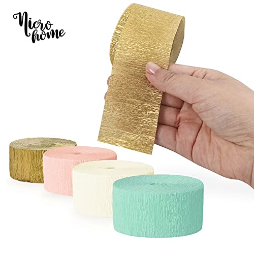 NICROHOME Decoraciones de boda, 8 rollos de papel crepé de color menta durazno de 25 m de largo, para despedida de soltera, cumpleaños, adorable, adopción de ducha o Gotcha ideas para fiestas