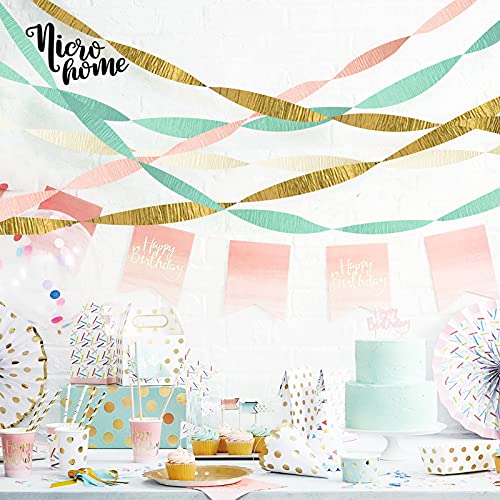 NICROHOME Decoraciones de boda, 8 rollos de papel crepé de color menta durazno de 25 m de largo, para despedida de soltera, cumpleaños, adorable, adopción de ducha o Gotcha ideas para fiestas