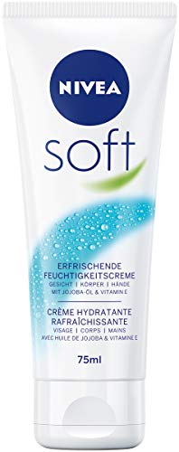 NIVEA Crema Hidratante Suave Refrescante (75 ml), Crema Suave Nutritiva con Vitamina E y Aceite de Jojoba, Crema de Piel Rápida Absorción