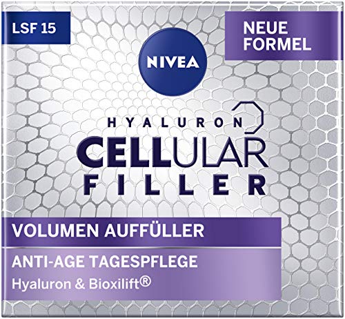 NIVEA Hyaluron Cellular Filler - Crema de día antiedad (1 x 50 ml), crema de día con ácido hialurónico y refuerzo de colágeno, crema hidratante antienvejecimiento