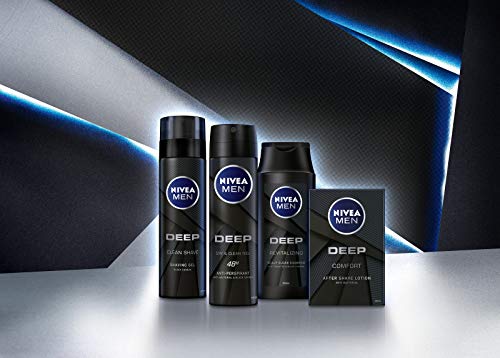 NIVEA MEN Deep Shampoo (250 ml), champú eficaz con carbón activo, champú revitalizante para una frescura duradera.