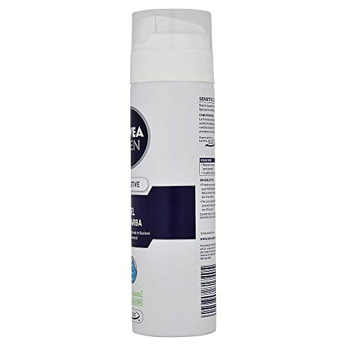 NIVEA Men Sensitive Gel Barba - 6 paquetes de 200 ml - Protección contra irritos y enrojecimientos, 0% alcohol