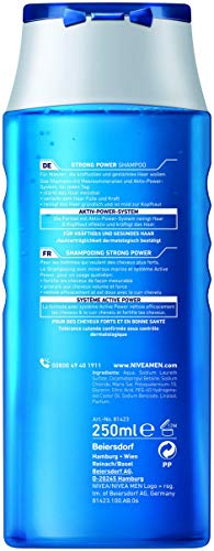 Nivea Men Strong Power (250 ml) Champú eficaz para el cabello con minerales marinos, champú nutritivo para un cabello fuerte