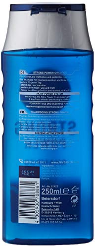 Nivea Men Strong Power (250 ml) Champú eficaz para el cabello con minerales marinos, champú nutritivo para un cabello fuerte