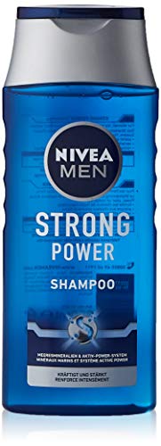 Nivea Men Strong Power (250 ml) Champú eficaz para el cabello con minerales marinos, champú nutritivo para un cabello fuerte