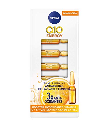 Nivea Q10 Energy Ampollas Antiarrugas Piel Radiante y Luminosa, Pack de 7 Ampollas