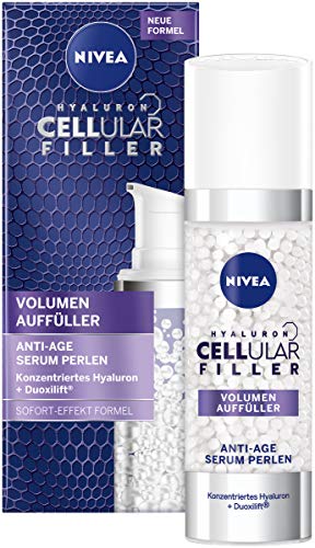 NIVEA Relleno celular hialurónico con cuentas de suero antiedad (30 ml), suero antiarrugas, relleno de volumen, suero facial con ácido hialurónico y colágeno