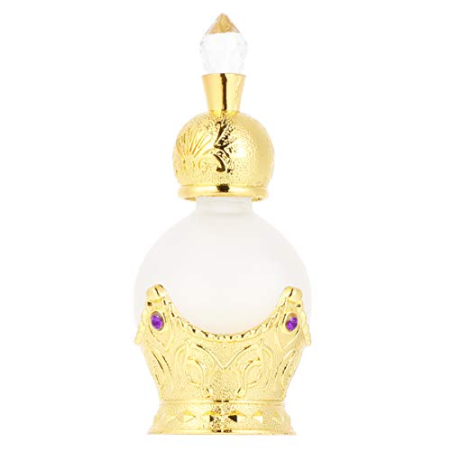 Non Botella de Perfume de Vidrio Vacía Recargable Elegante Retro Vidrio Esmerilado Aceites Esenciales Frasco Gotero Decorativo para Agua Bendita Loción Tóner 15 Ml (Dorado)