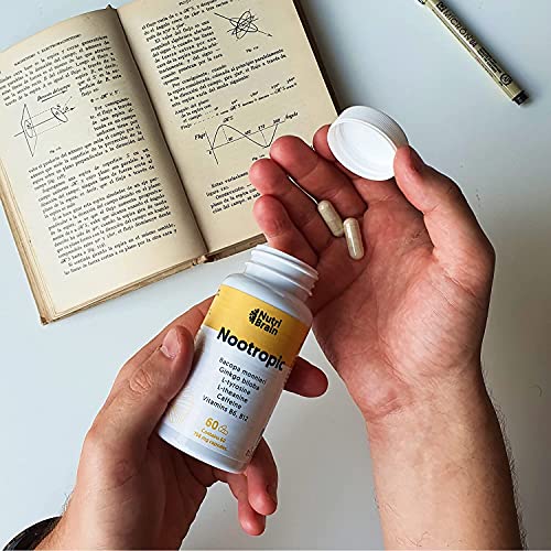 Nootrópico Natural Envase XL 60 Cápsulas | Fórmula para incrementar la energía, concentración y agilidad mental | Cafeína, Ginko Biloba, Tirosina, Teanina, Bacopa Monnieri y Vitaminas