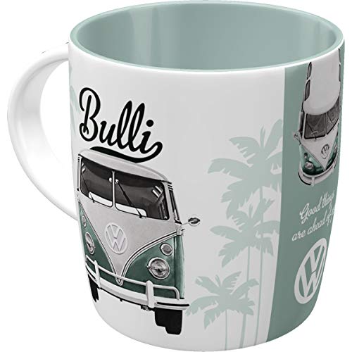 Nostalgic-Art Taza de café Retro VW Good Things Are Ahead of You – Idea de Regalo de Furgoneta Volkswagen, Cerámica, Diseño Vintage, 8.5 x 13 x 9 cm