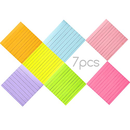 Notas Adhesivas, 7 Piezas 560 Hojas Rayas Colores Notas Autoadhesivas , Cuadrado de 7 Colores Brillantes Sticky Notes para Oficina, Hogar, Escuela, Reunión (7,5 * 7,5 cm)