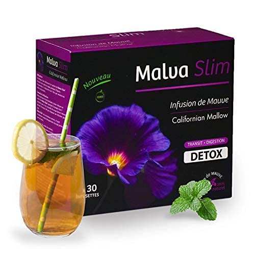 NOUVEAU BIO Malva Slim Detox Tea Bags, Detox cleanse Tea, Herbal cleanse detox drink that helps with Bloating and Constipation, Natural Tea detox for Men and Women, Serve Hot or Cold (30 Pack)