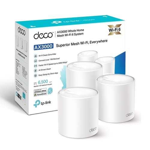 [Nuevo] TP-Link Deco X50 (3-Pack)- Sistema WiFi 6 AI Mesh, AX3000 Doble Banda 2.4 GHz/5 GHz, Cobertura hasta 600 m², 3X Puertos GigabIt por Unidad, Banda 160MHz Canal, ODFMA, 1024QAM