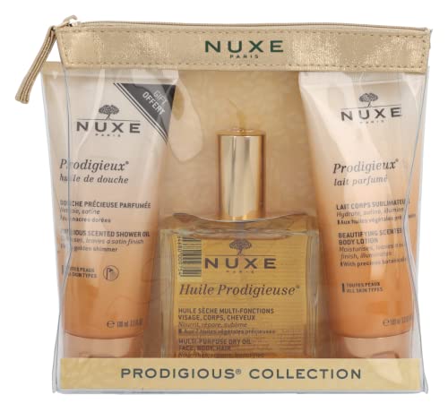 NUXE HUILE PRODIGIEUSE 100ML+PRODIGIEUX HUILE DOUCHE 100ML+PRODIGIEUX LAIT PARFUME 100ML SET VIAJE