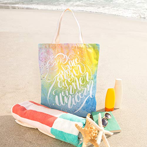 NymphFable Bolsa Lona Mujer Unicornio Reutilizables Ecológicas Bolsas para Comestibles Plegables Grande con Bolsillo Interior