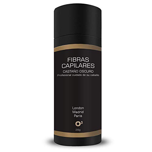 O³ Fibras Capilares Castaño Oscuro 28g - Keratin Fibers Castaño Oscuro 100% Natural para Disimular Calvicie y Aumentar el volumen (Castaño Oscuro (castaño oscuro))