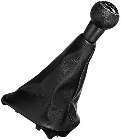 OBEST Pomo de Cambio con Funda, 5 Marchas Pomos de palanca de cambios, Cubierta a Prueba de Polvo de Cuero PU Suave, Cambio de Marchas para Peugeot 207 307 307 CC 308, Negro