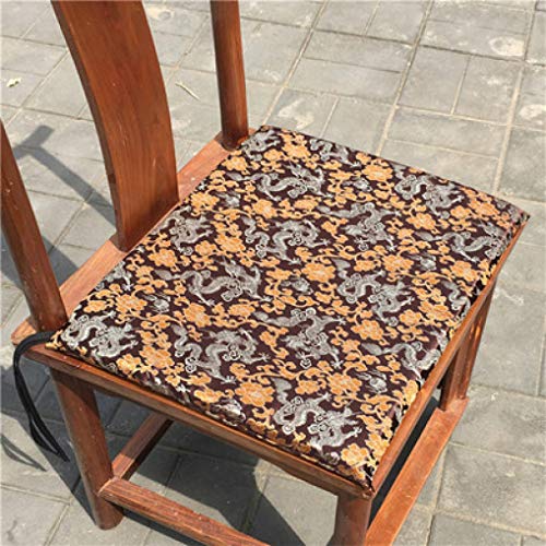 OLEEKA Cojín de Asiento Cojines de Seda Chinos Antiguos Silla de Comedor Estera de Gama Alta Cojín de sillón Decorativo clásico Cojín de Asiento