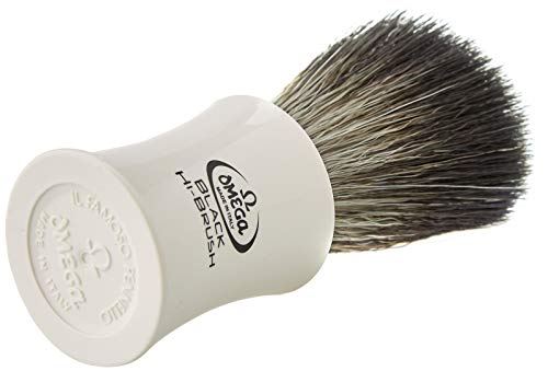 Omega 0196819 Black Hi-Brush - Brocha de afeitar (fibra)