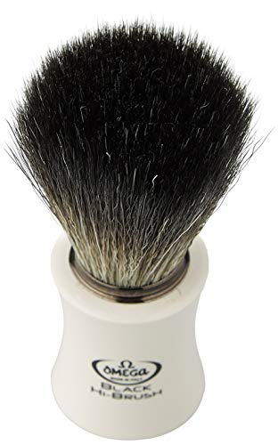Omega 0196819 Black Hi-Brush - Brocha de afeitar (fibra)