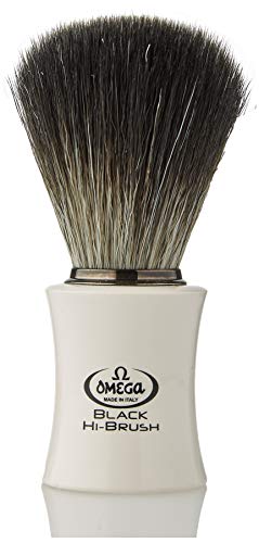 Omega 0196819 Black Hi-Brush - Brocha de afeitar (fibra)