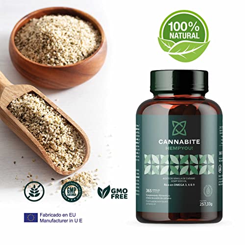 OMEGA 3 6 9 VEGETAL 365 cápsulas | Aceite Virgen de semilla de Cáñamo (Cannabis Sativa) 1ª Prensado en Frío | Hemp Seed Oil | Sin aditivos | Sin Gluten | No OMG