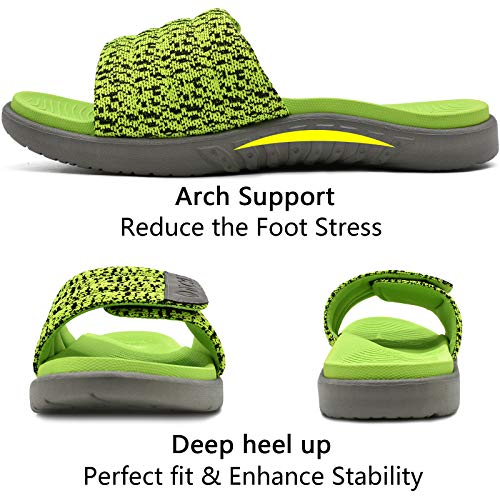 ONCAI Verde Sandalias de Piscina Hombre Punta Abierta Correa Ajustable Pantuflas Verano Ortesis de Soporte de Arco Deportes Zapatillas Playa Talla 46