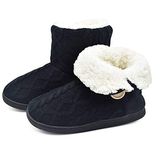 ONCAI Zapatillas de casa para mujer en invierno Lana artificial forrada de botones en el lateral, cómoda y cálida.