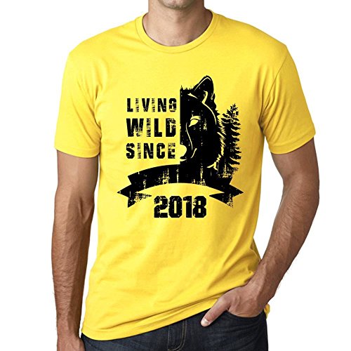 One in the City 2018 Cumpleaños de 4 Años Idea de Regalo Living Wild Since 2018 Cumpleaños de 4 Años Idea de Regalo Hombre Camiseta Amarillo