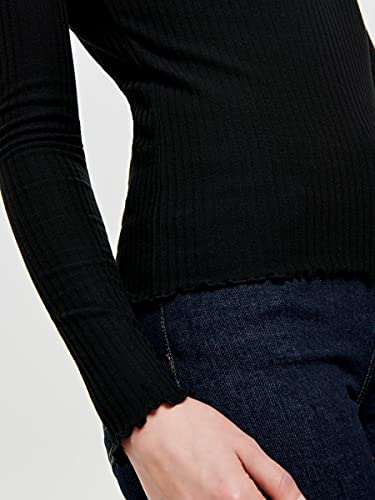 Only Onlemma L/s High Neck Top Jrs Camisa Manga Larga, Negro (Black Black), Medium para Mujer