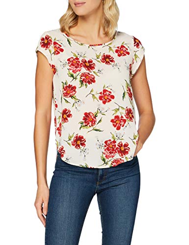 Only Onlvic Ss Aop Top Noos Wvn - Camiseta, Mujer, Rosa (Pink Tint/AOP:ROSIE FLOWER), 36