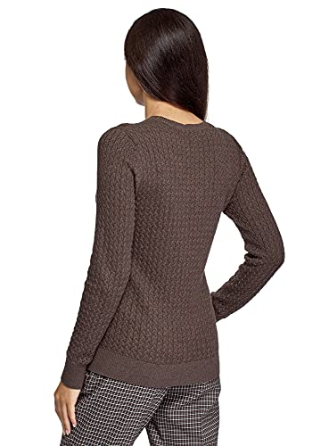 oodji Collection Mujer Jersey de Punto Texturizado con Trenzas Pequeñas, Marrón, ES 34 / XXS