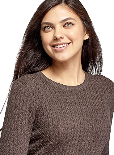 oodji Collection Mujer Jersey de Punto Texturizado con Trenzas Pequeñas, Marrón, ES 34 / XXS