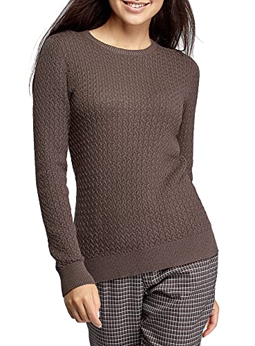 oodji Collection Mujer Jersey de Punto Texturizado con Trenzas Pequeñas, Marrón, ES 34 / XXS