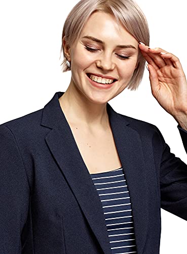 oodji Ultra Mujer Chaqueta Básica Ajustada, Azul, ES 42 / L