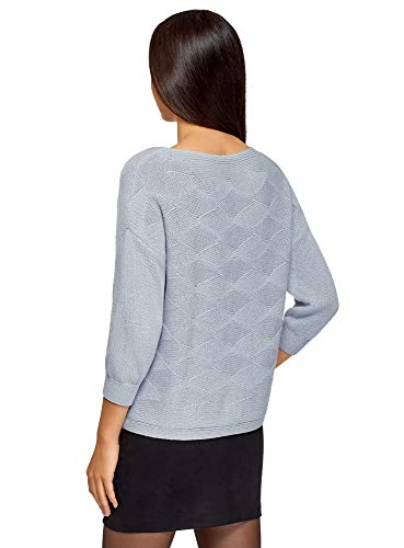 oodji Ultra Mujer Jersey de Punto Texturizado con Lúrex, Morado, ES 36 / XS