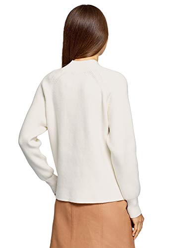 oodji Ultra Mujer Jersey de Punto Texturizado Recto, Blanco, ES 40 / M