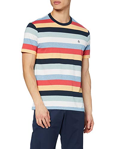 ORIGINAL PENGUIN Multi Colour Stripe tee Camiseta, Zafiro Oscuro 413, M para Hombre