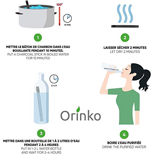 ORINKO - Binchotan Bio 15x | Carbón Activo Bambú Takesumi para la purificación del agua + E-Book | Pasar el agua en botella con nuestro carbón activo [𝗦𝗮𝘁𝗶𝘀𝗳𝗮𝗶𝘁𝗼𝘂𝗥𝗲𝗺𝗯𝗼𝘂𝗿𝘀𝗲]