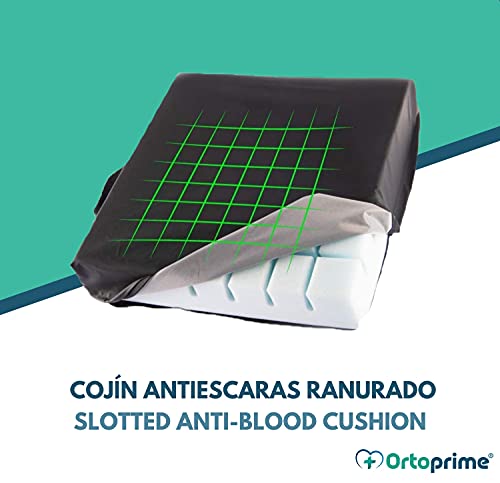 OrtoPrime Cojín Antiescaras Ranurado de Espuma - Prevención y Tratamiento de úlceras por presión en Coxis - Cojín Postural para Sillas de ruedas, Oficina, Coche y Hogar - Asiento Ortopédico