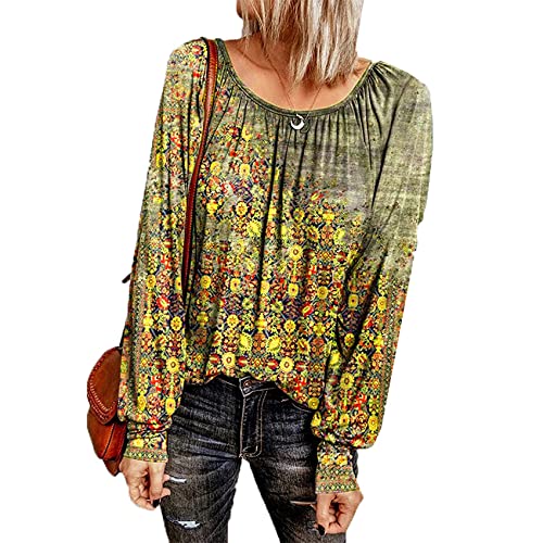 OtoñO/Invierno Camiseta De Manga Larga con Cuello Redondo Y Floral para Mujer Top De Camisa De Fondo