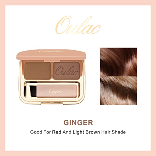 Oulac 2 in 1 Polvo-Crema para Cejas de 2 Colores, Paleta de cejas para modelar rellenar y definir. Fácil de Colorear, de Larga Duración, con Pincel y Espejo.Fácil Llevar la Cita y Fiesta. Ginger