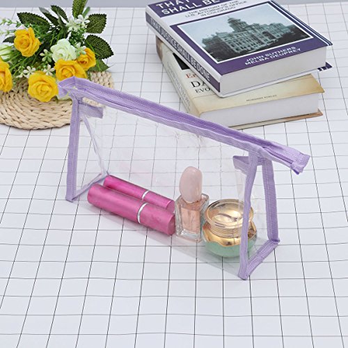 Ounona - Estuche transparente para maquillaje y bolígrafos, color morado